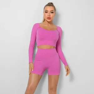 2-Piece Seamless Yoga Shorts Set for Women - Workout Clothes