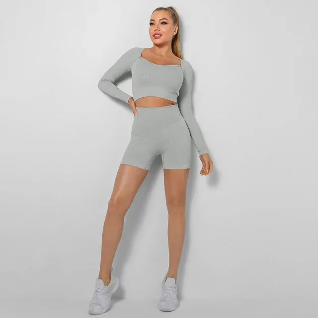 2-Piece Seamless Yoga Shorts Set for Women - Workout Clothes