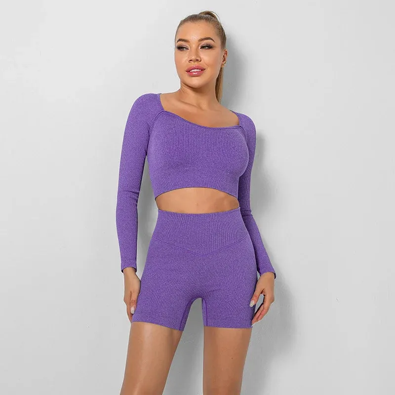 2-Piece Seamless Yoga Shorts Set for Women - Workout Clothes