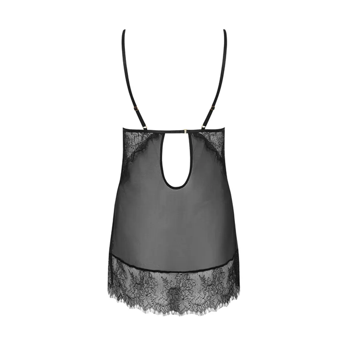 42179 Peony Short Chemise and Thong Set | Black