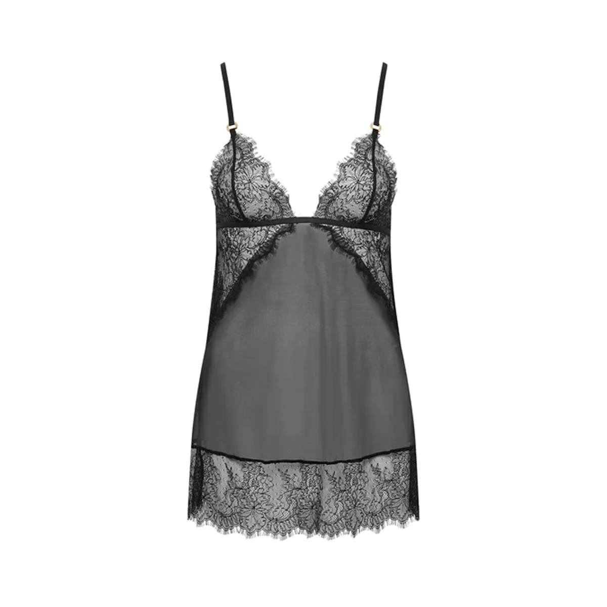 42179 Peony Short Chemise and Thong Set | Black