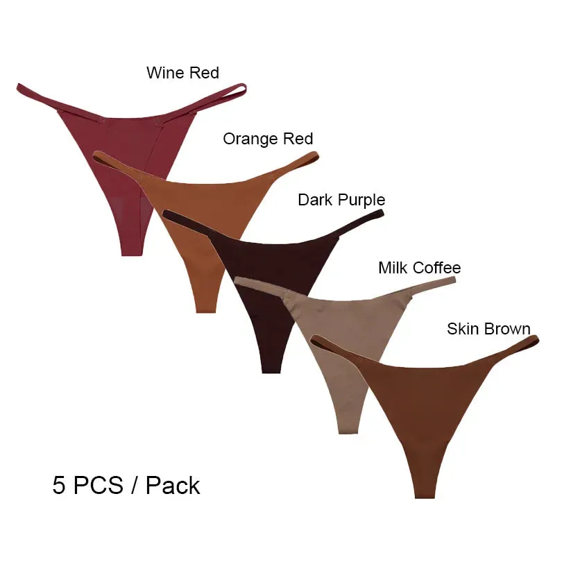 5-Pack Seamless G-String Thongs for Women - Ice Silk Panties