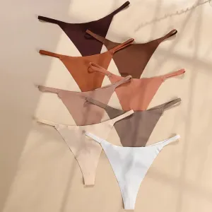 5-Pack Seamless G-String Thongs for Women - Ice Silk Panties