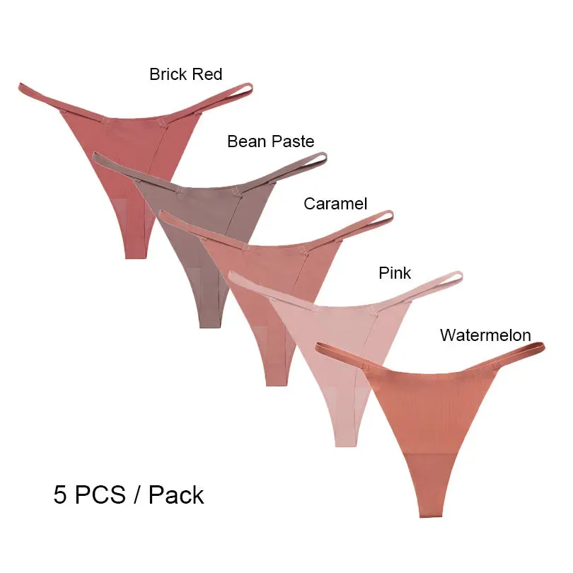 5-Pack Seamless G-String Thongs for Women - Ice Silk Panties