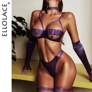5-Piece Sexy Hollow Underwear Sensual Open Bra Outfit