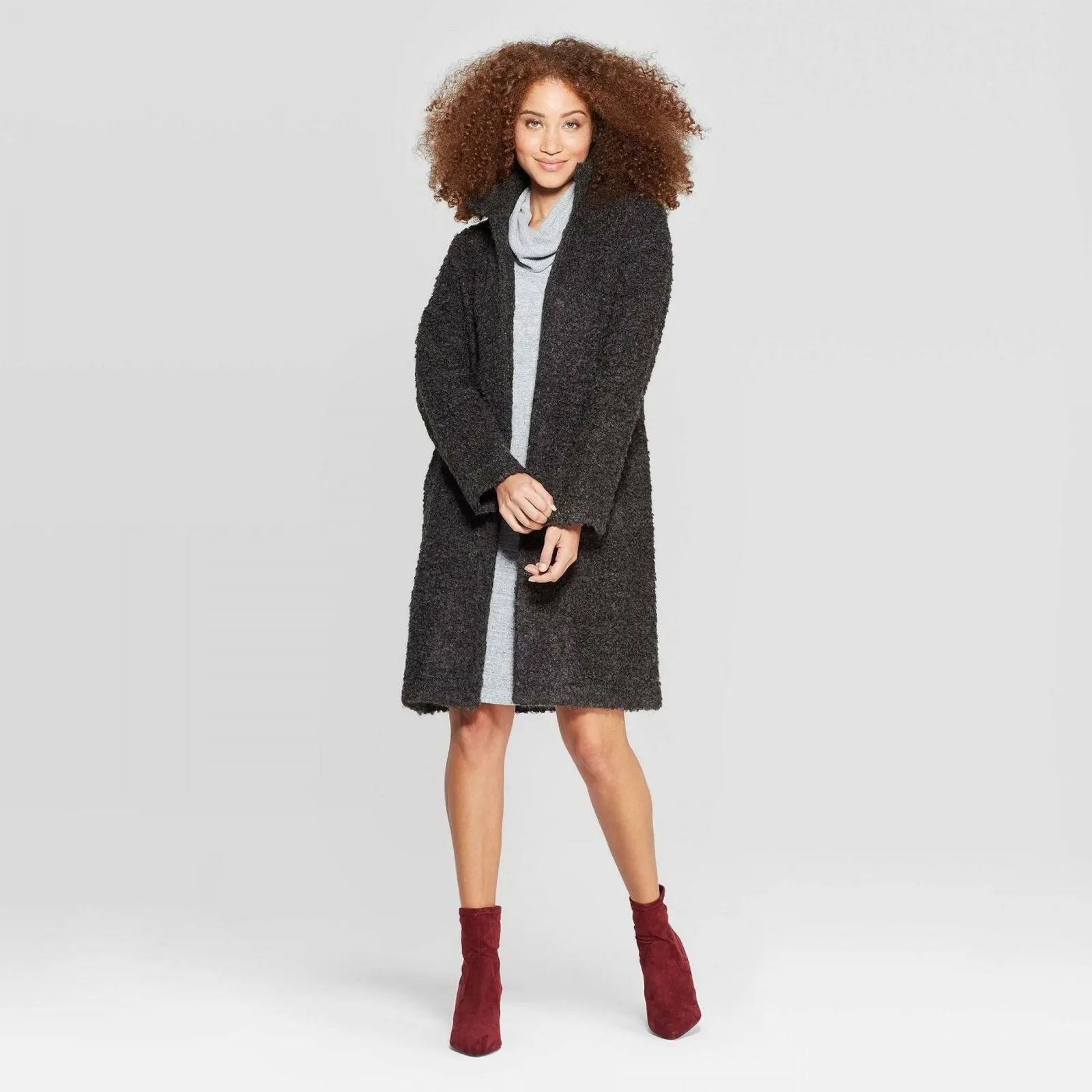 A New Day Women's Long Sleeve Textured Boucle Cardigan Sweater Coat