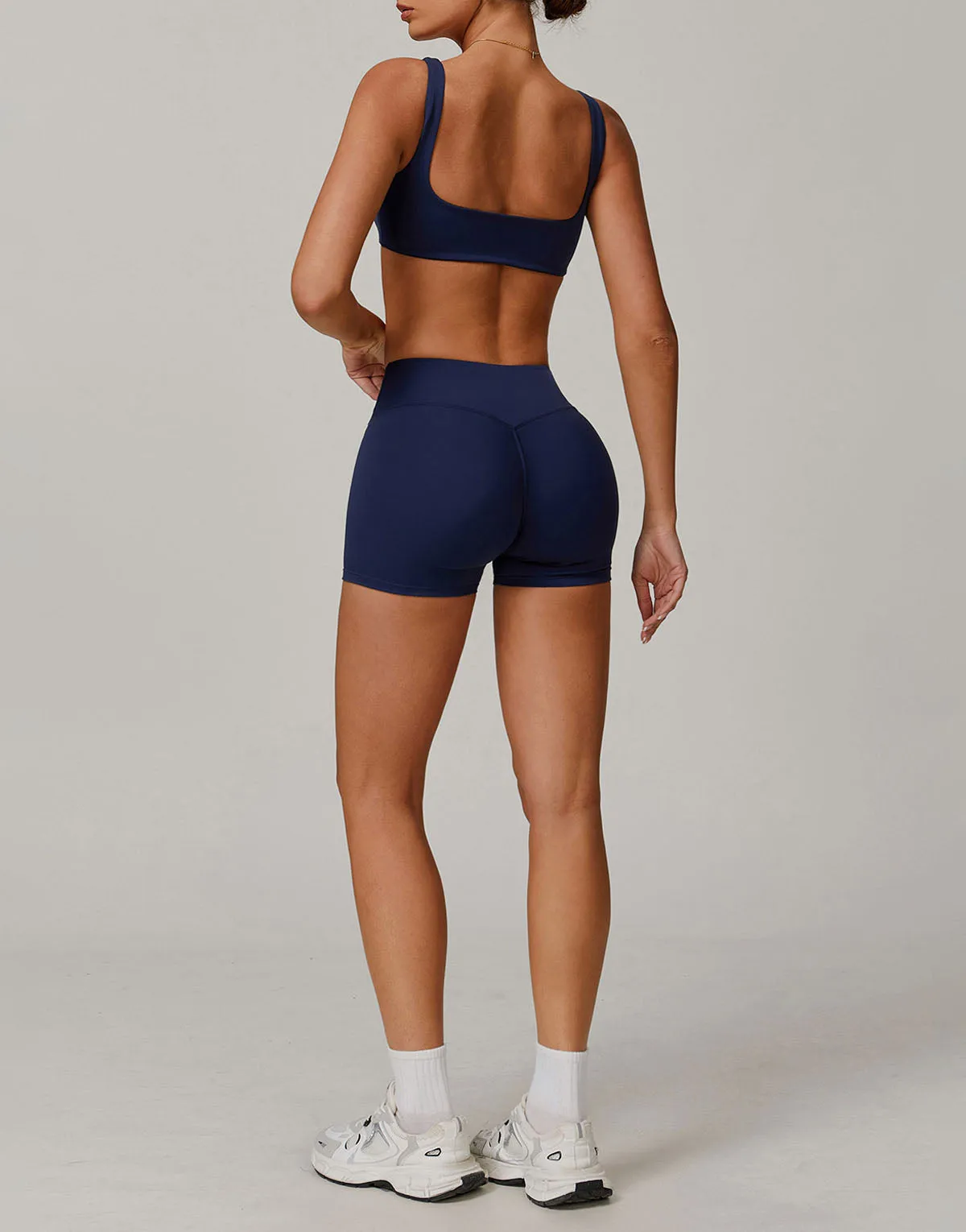 Activewear Sets with Square Neck Sports Bras and Shorts