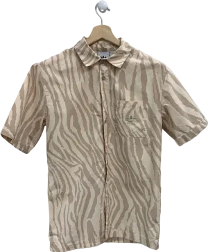 Adidas Beige Printed Short Sleeve Shirt UK S