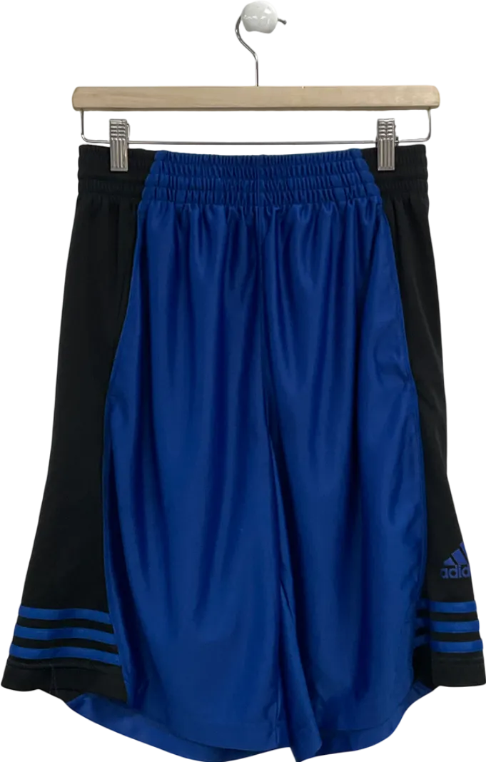adidas Blue Front Panel Shorts With Black Side Panels UK M
