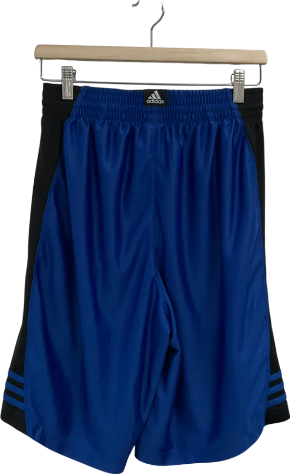 adidas Blue Front Panel Shorts With Black Side Panels UK M