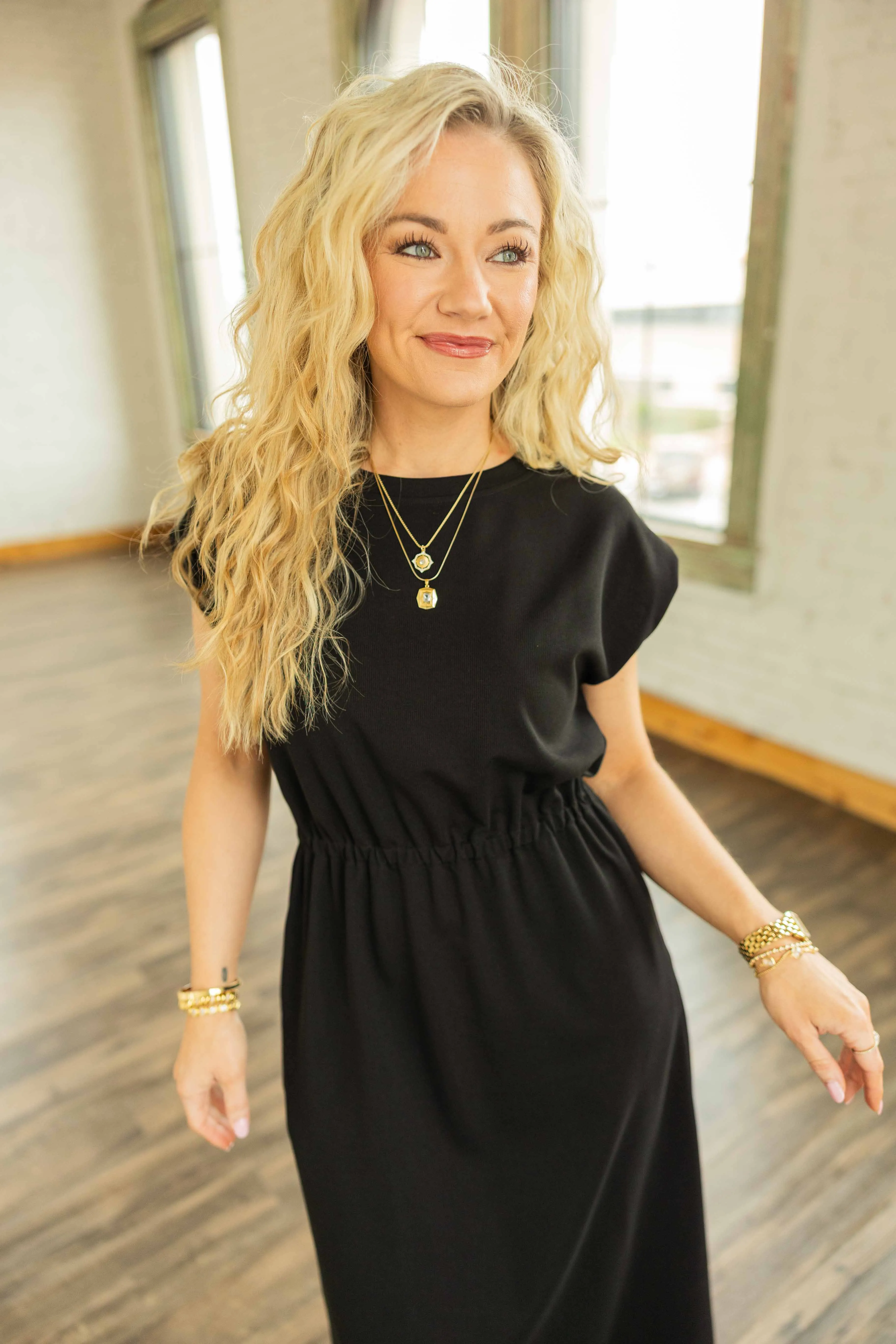 ADRIANNA EVERYDAY PULLOVER MIDI DRESS