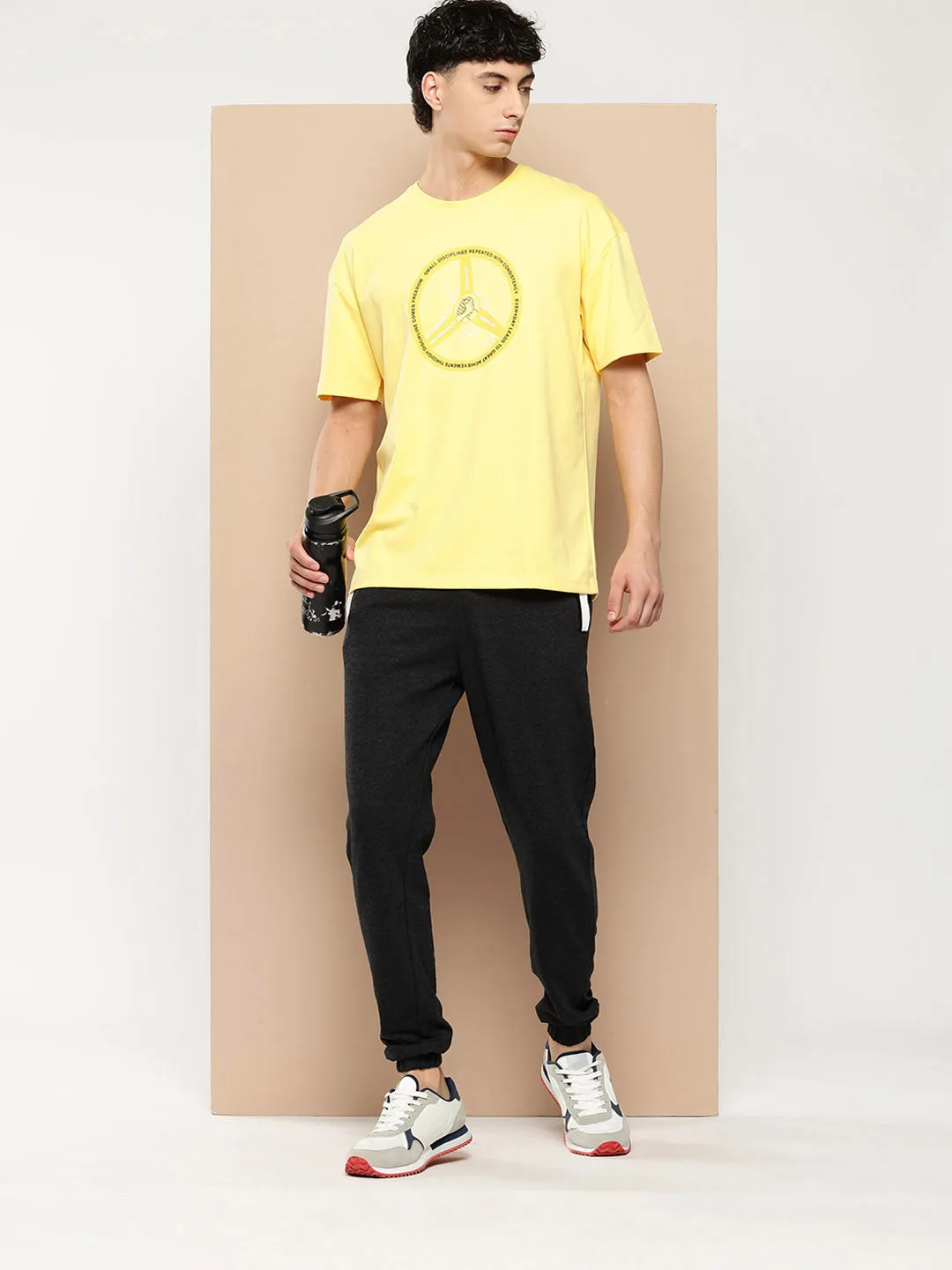 Alcis Men Typography Printed Drop-Shoulder Sleeves Sports T-shirt