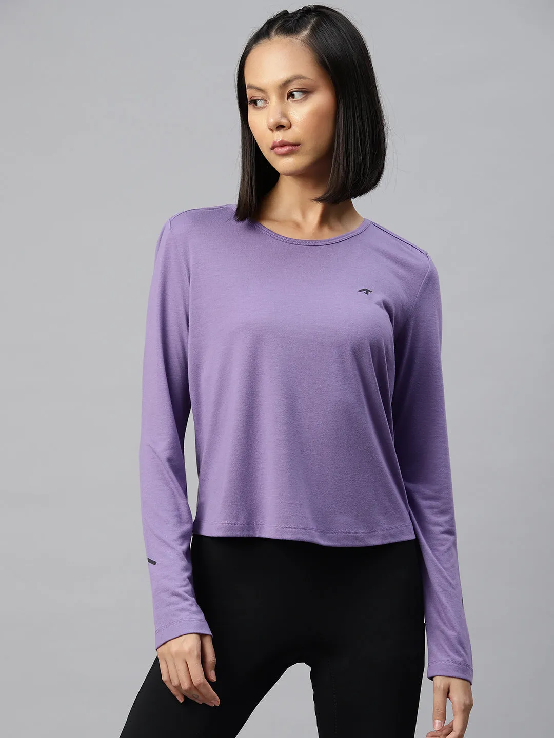 Alcis Women Purple Slim Fit Sports T-shirt