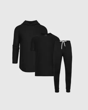 All Black Active Hoodie & Joggers 3-Pack