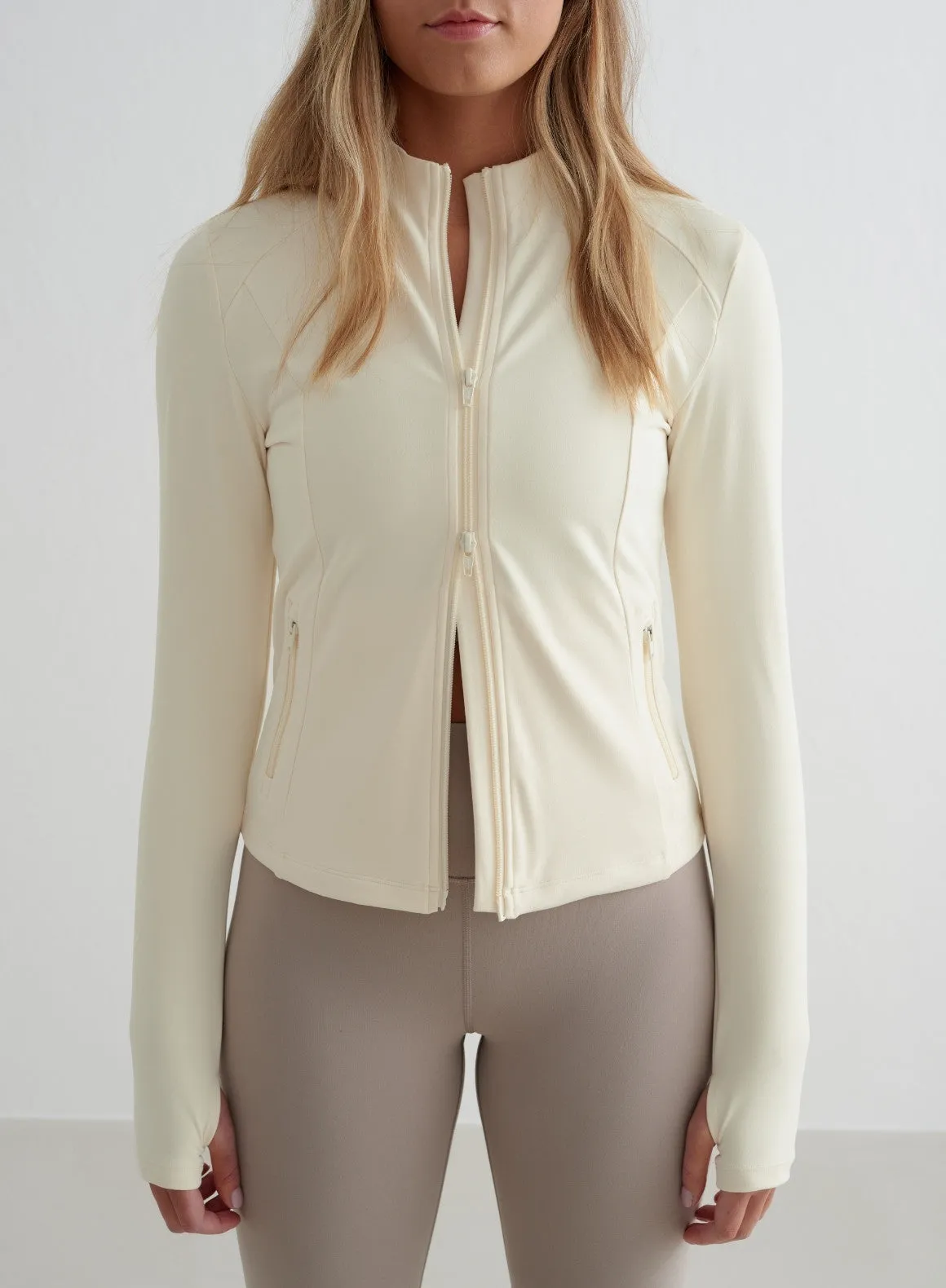 Almond White Sense Zip Jacket
