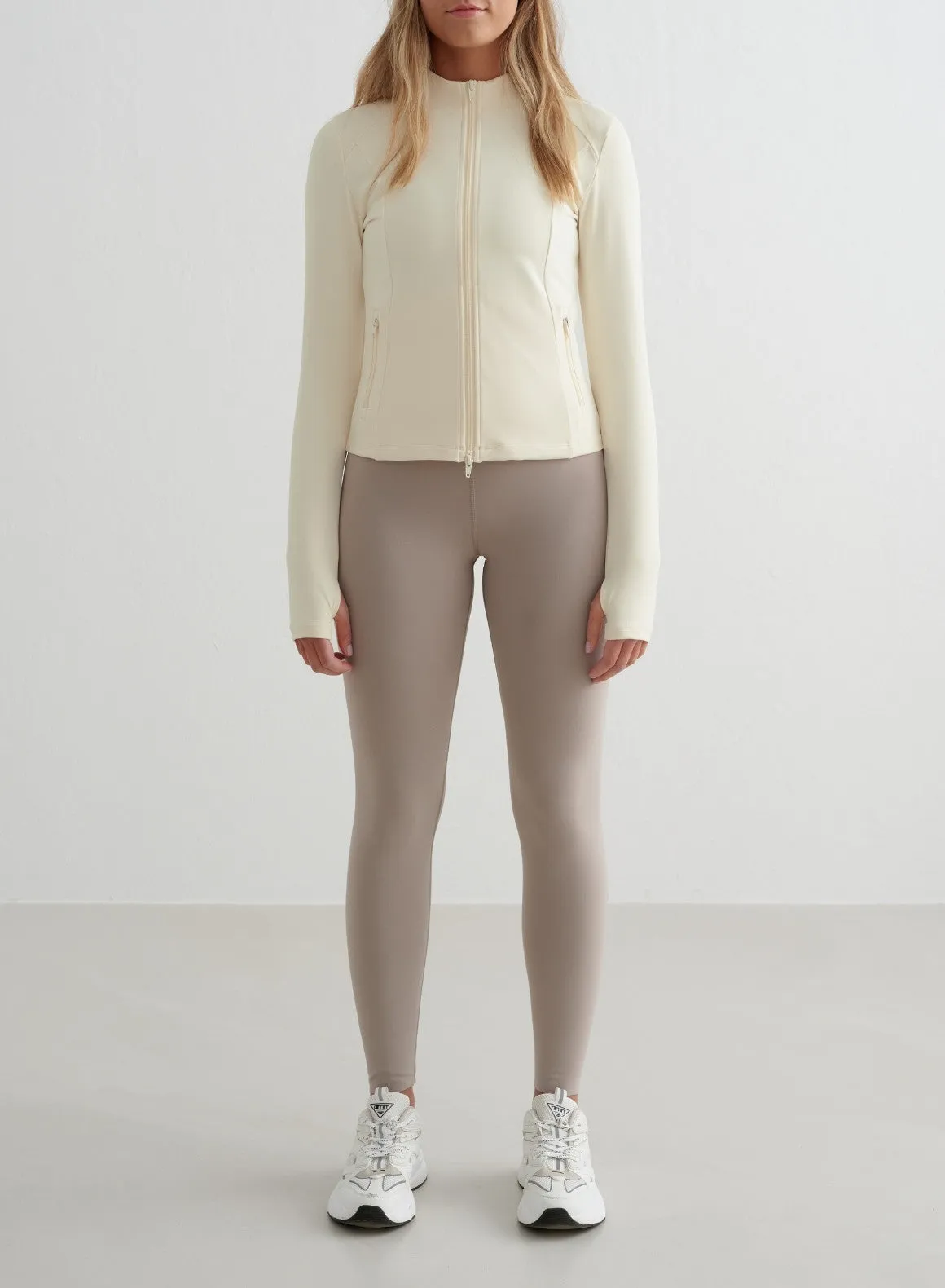 Almond White Sense Zip Jacket