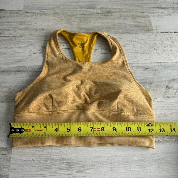 Alo Yoga Alosoft Serenity Racerback Top Sports Bra Yellow Athlesure Activewear
