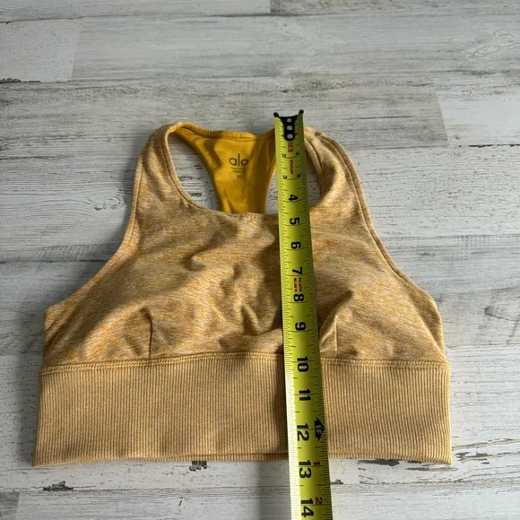 Alo Yoga Alosoft Serenity Racerback Top Sports Bra Yellow Athlesure Activewear