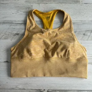 Alo Yoga Alosoft Serenity Racerback Top Sports Bra Yellow Athlesure Activewear