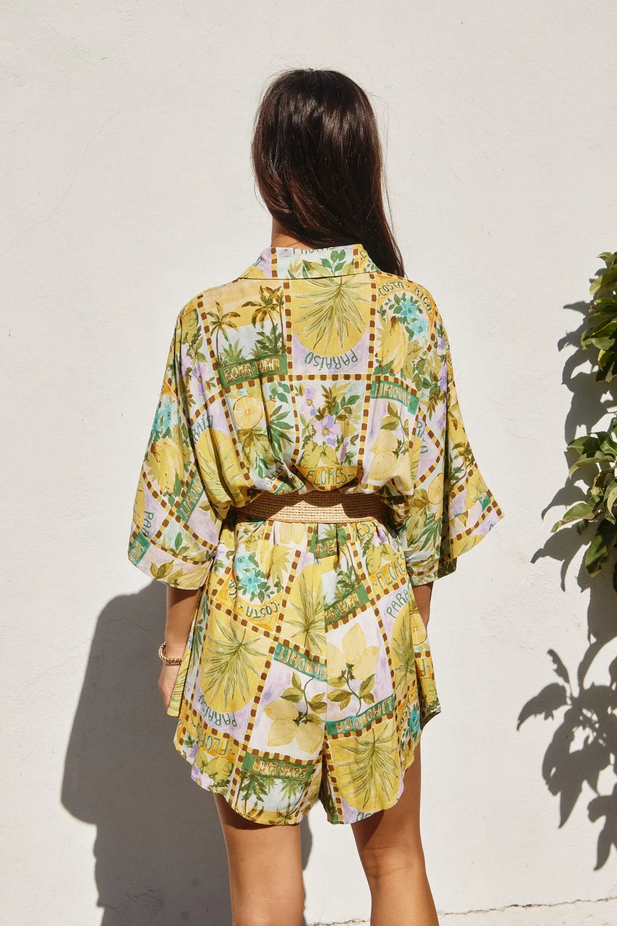 Amara Button Up Rattan Belt Romper