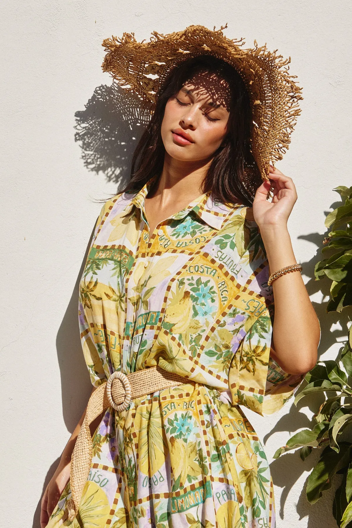 Amara Button Up Rattan Belt Romper