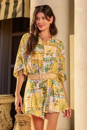 Amara Button Up Rattan Belt Romper
