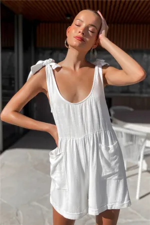 Andi Full Size Scoop Neck Tie Shoulder Romper