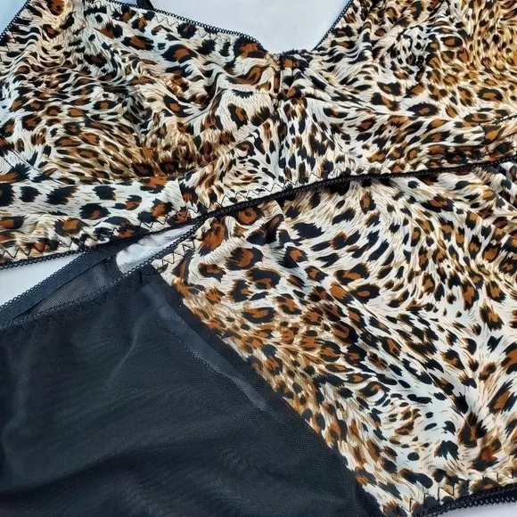 ANIMAL Print mesh lingerie set, bra and panty, 4X