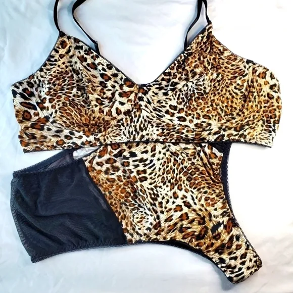 ANIMAL Print mesh lingerie set, bra and panty, 4X