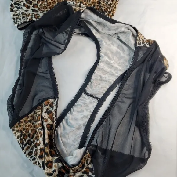 ANIMAL Print mesh lingerie set, bra and panty, 4X