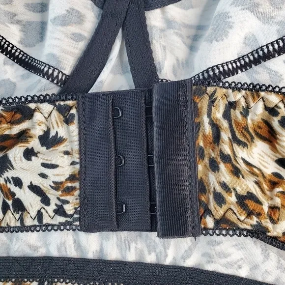ANIMAL Print mesh lingerie set, bra and panty, 4X