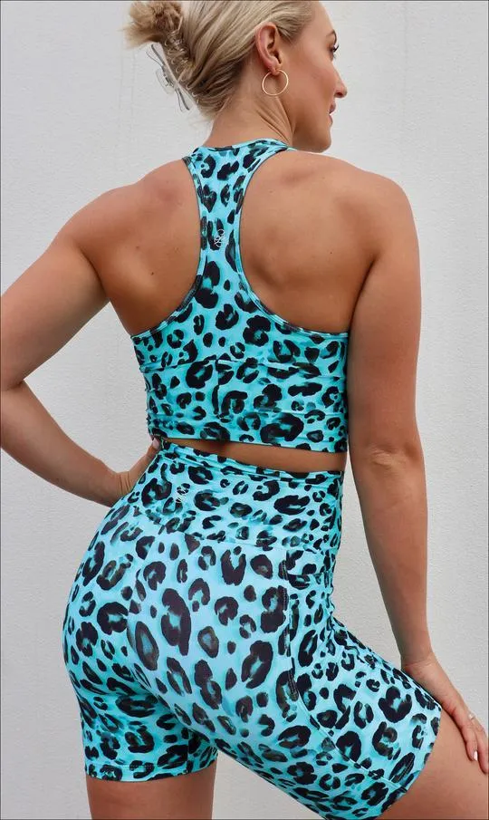 Aqua Leopard Eco Racer Back Bra