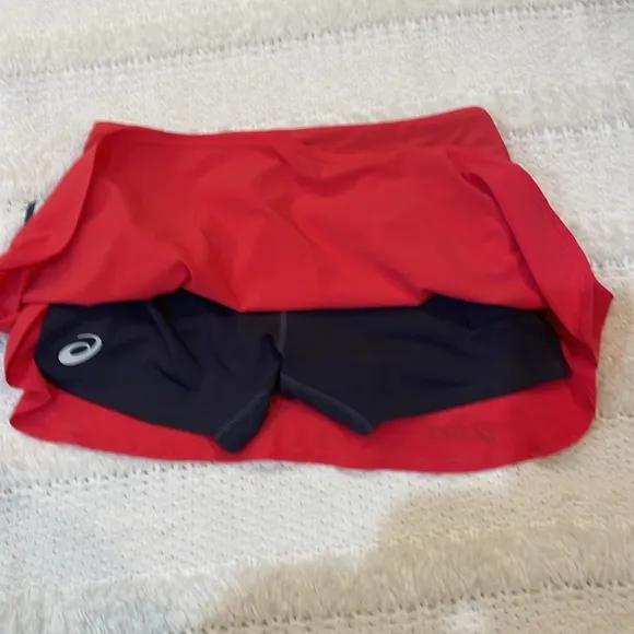 ASICS skort skirt with attached shorts pocket stretch orange women’s size XS