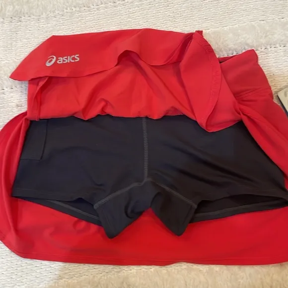ASICS skort skirt with attached shorts pocket stretch orange women’s size XS