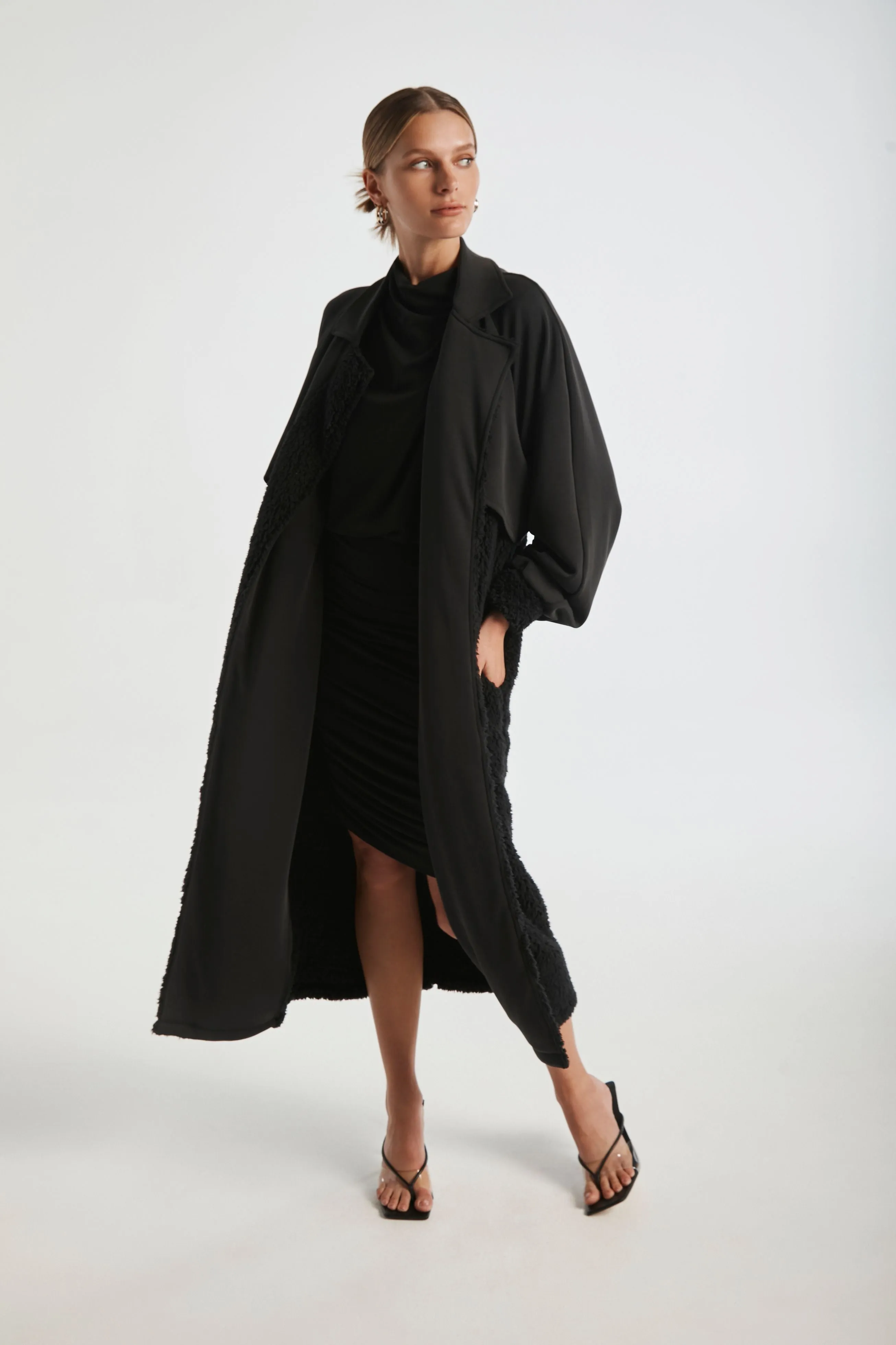 Asymmetrical Drape Neck Dress