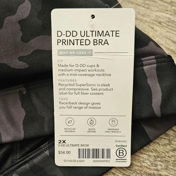 Athleta D-DD Ultimate Printed Camo Sports Bra Size 2X