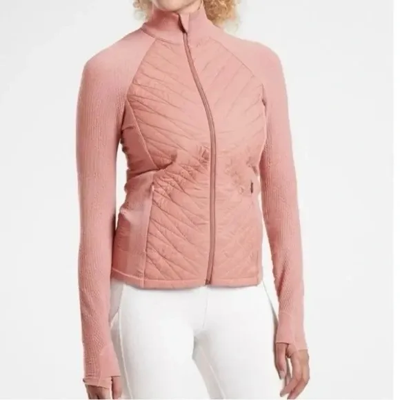 Athleta Pink Flurry Force Insulated Primasoft Jacket Activewear Quilted Large