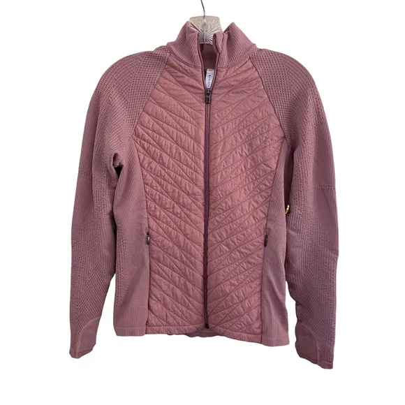 Athleta Pink Flurry Force Insulated Primasoft Jacket Activewear Quilted Large