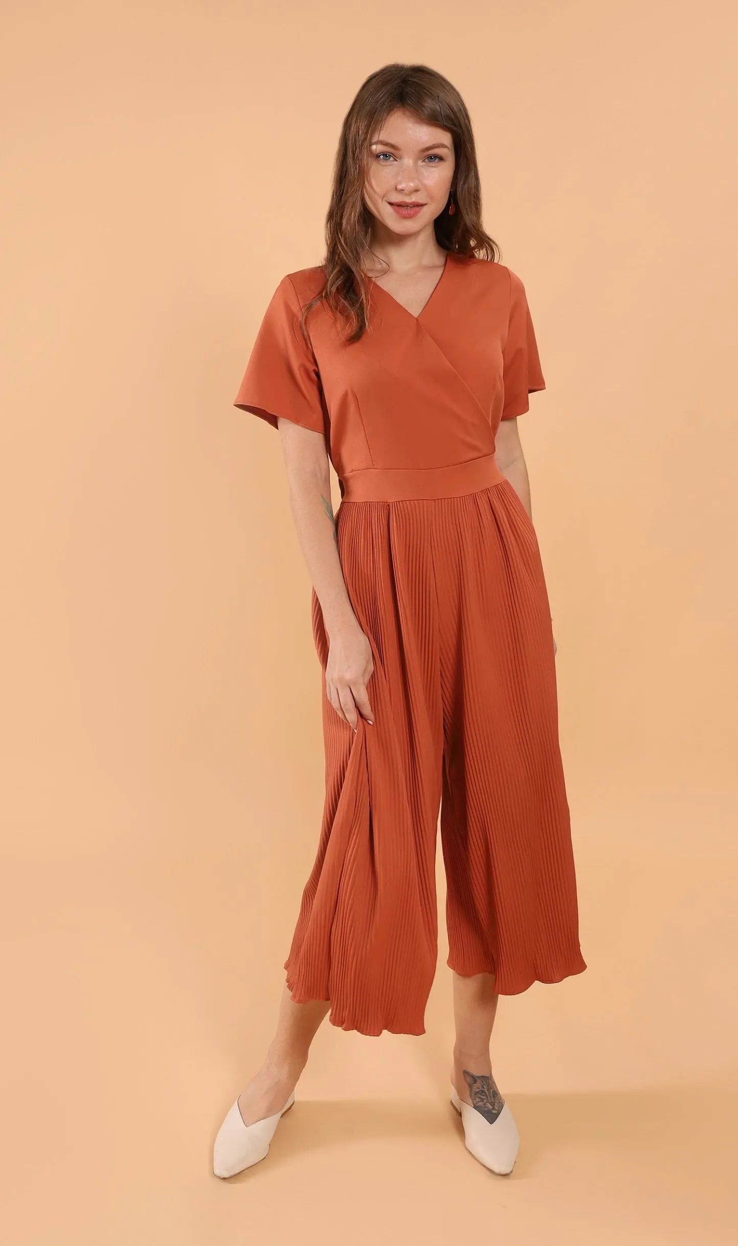 AUBREE Pleated Jumpsuit (Rust)