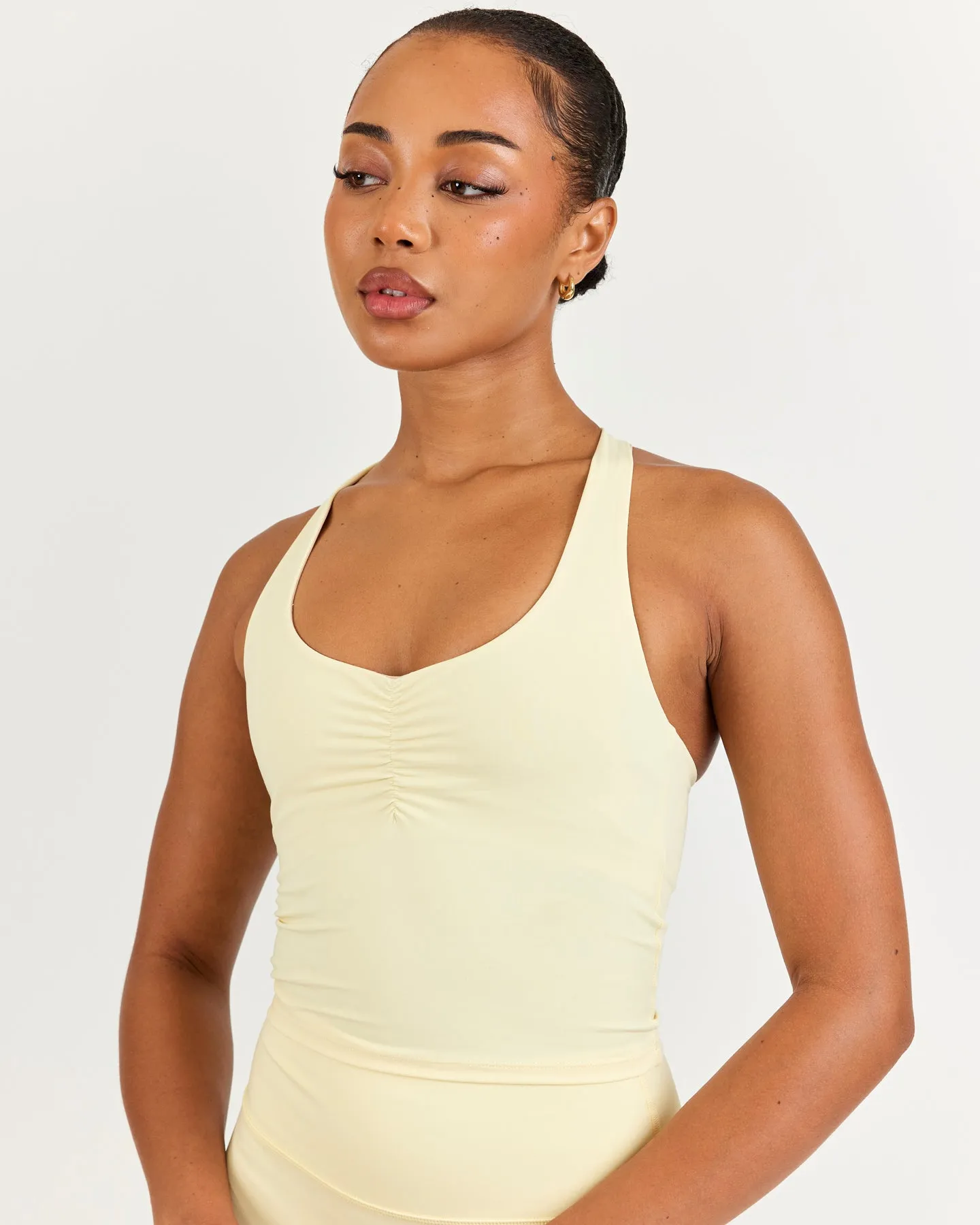 Aura Halter Scrunch Tank - Buttercup