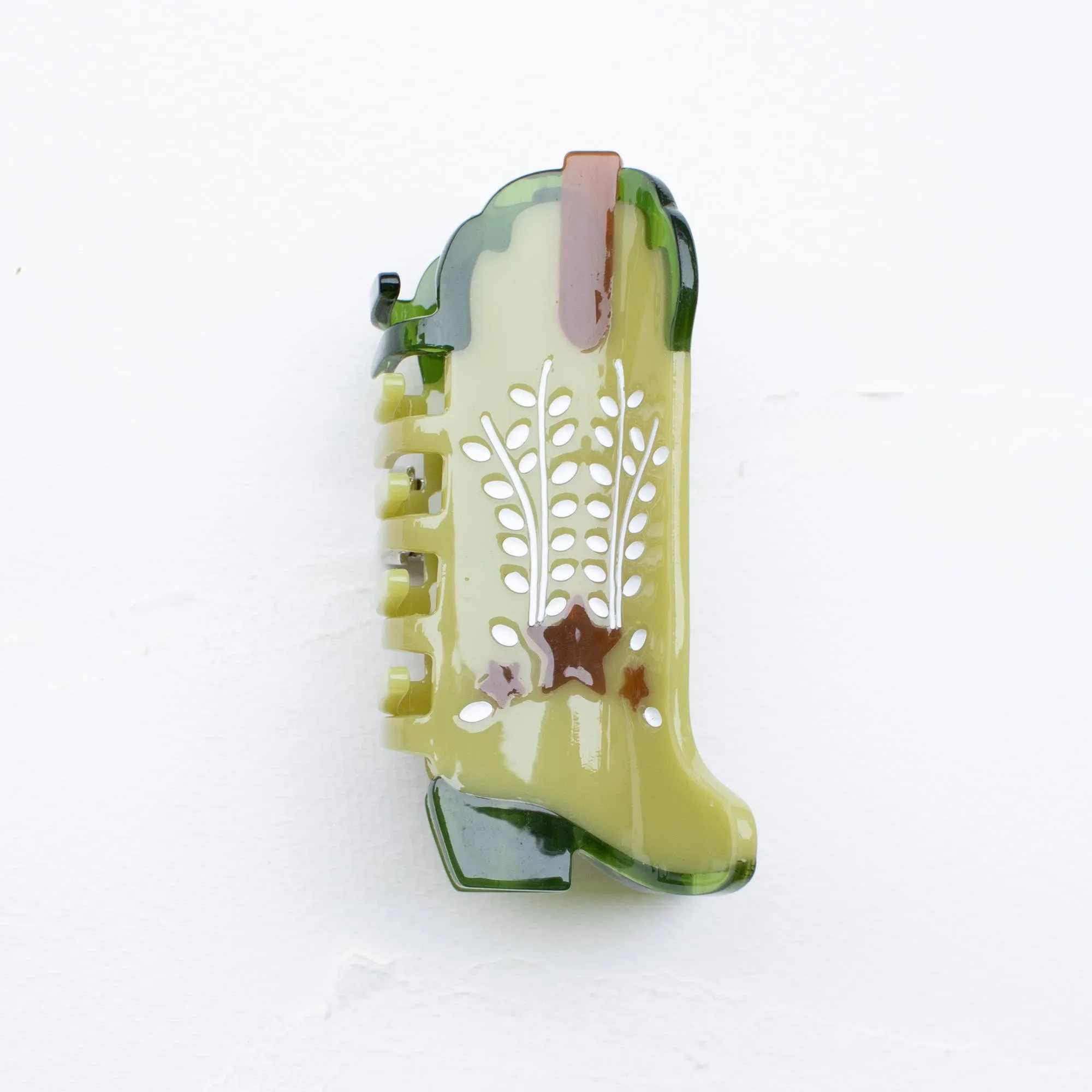 Avocado Shooting Star Cowboy Boots Hair Claw Clip