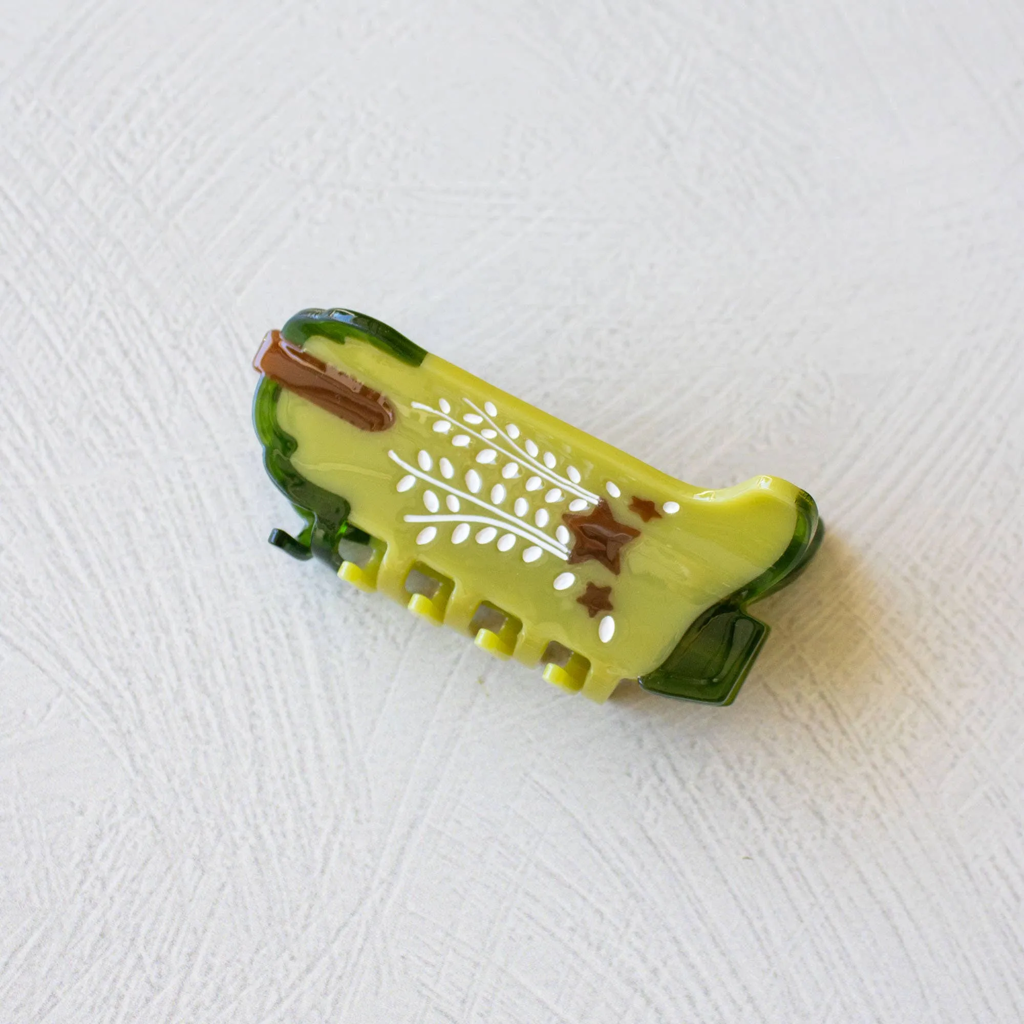 Avocado Shooting Star Cowboy Boots Hair Claw Clip