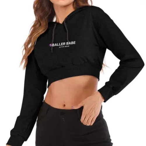 Baller Babe cropped hoodie jumper black