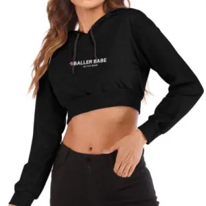 Baller Babe cropped hoodie jumper black