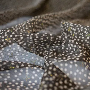 Beverly Hills Couture Silk Chiffon Brown/Ivory Polka Dot Gold Metallic - Wide - 'Goldie'