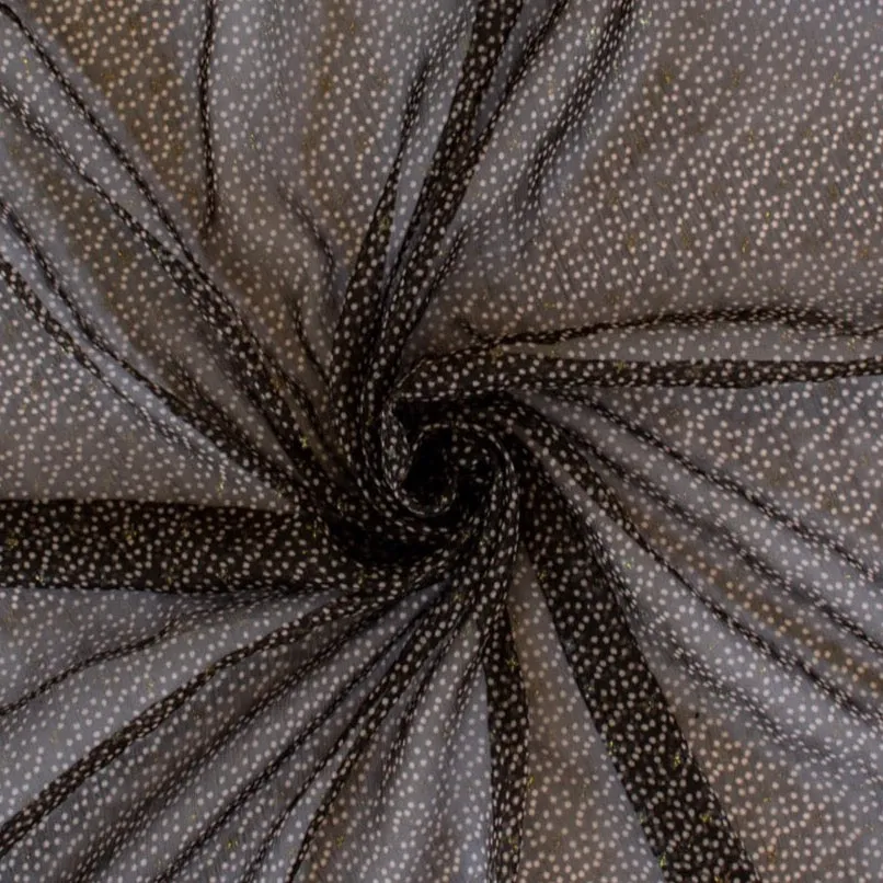Beverly Hills Couture Silk Chiffon Brown/Ivory Polka Dot Gold Metallic - Wide - 'Goldie'