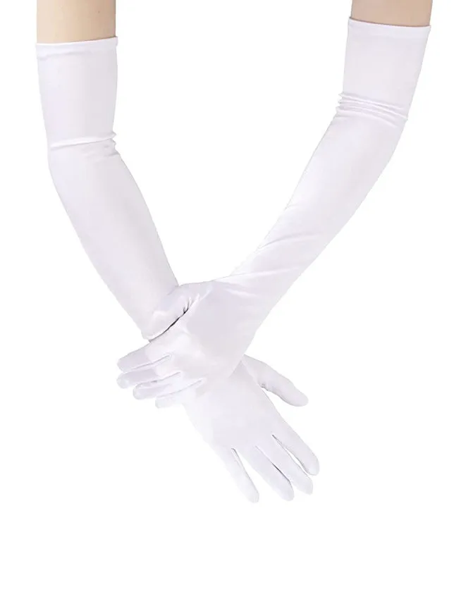 Black 55cm Long Simulated Silk Long Gloves