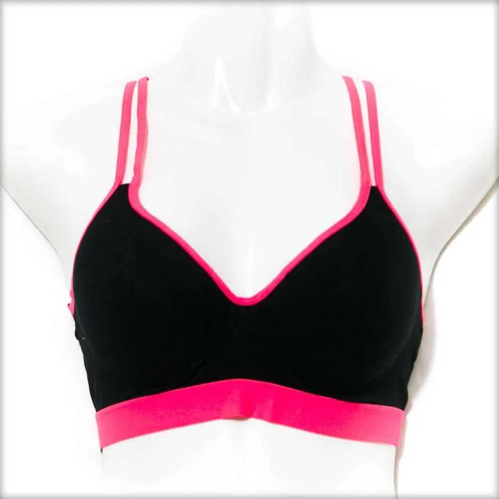 Black & Hot Pink Sports Bra