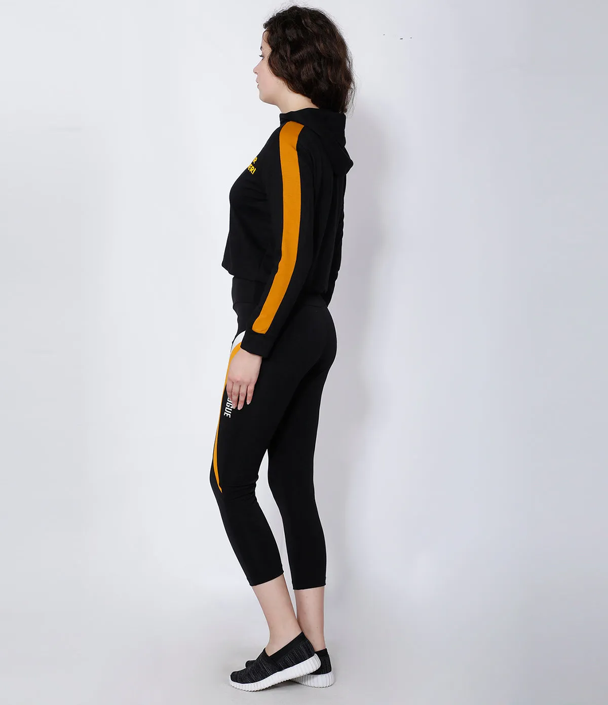 Black & Yellow Superpower Crop Hoodie