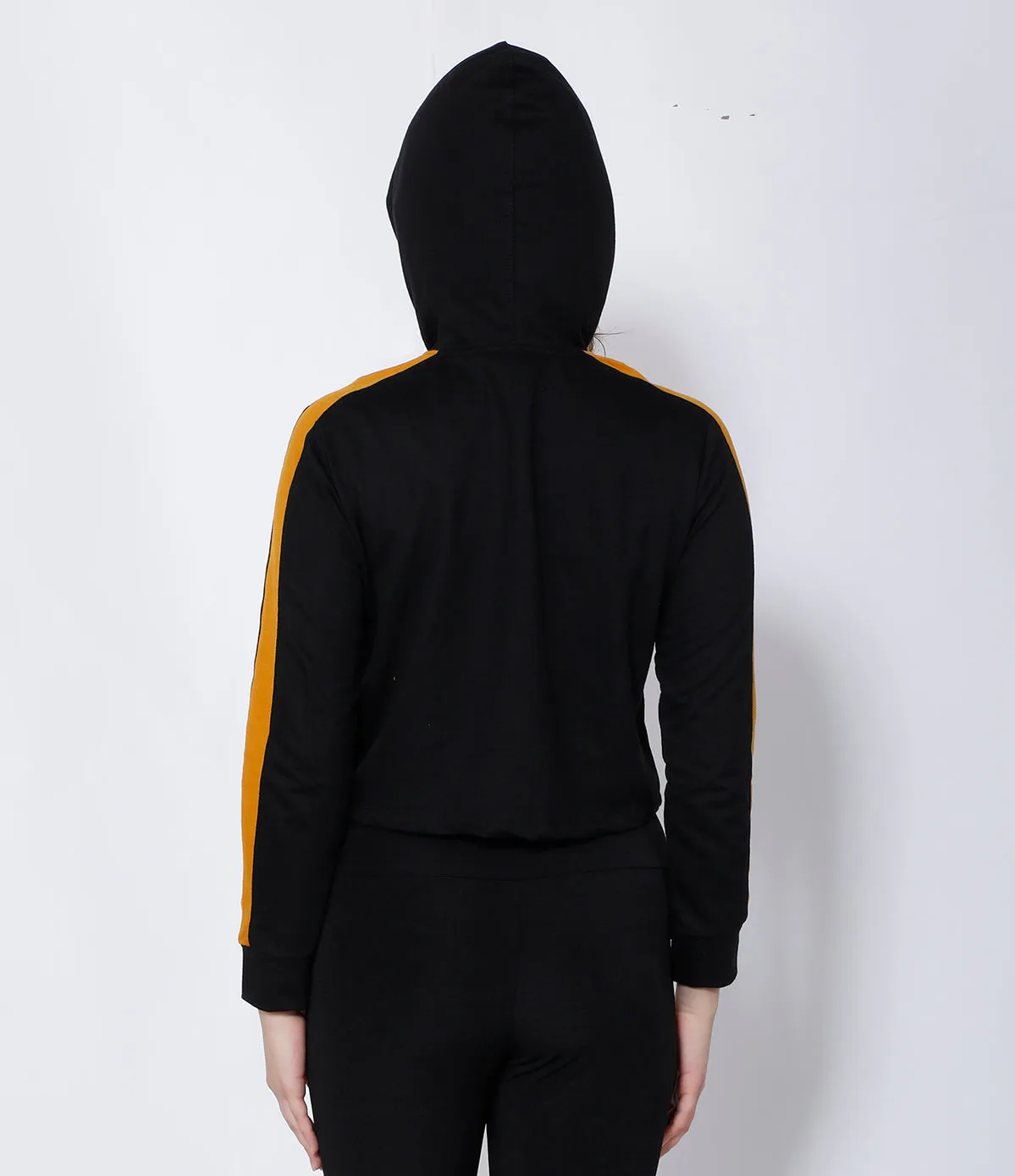 Black & Yellow Superpower Crop Hoodie